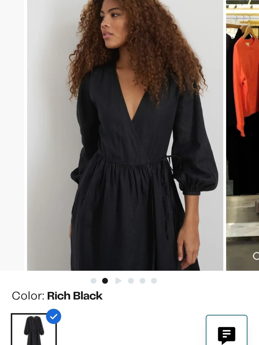 Alex Mill Rich Black Wrap Dress with Balloon Sleeves